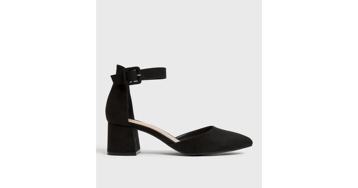 Black Suedette 2 Part Block Heel Court Shoes
						
						Add to Saved Items
						Remove from Sa... | New Look (UK)