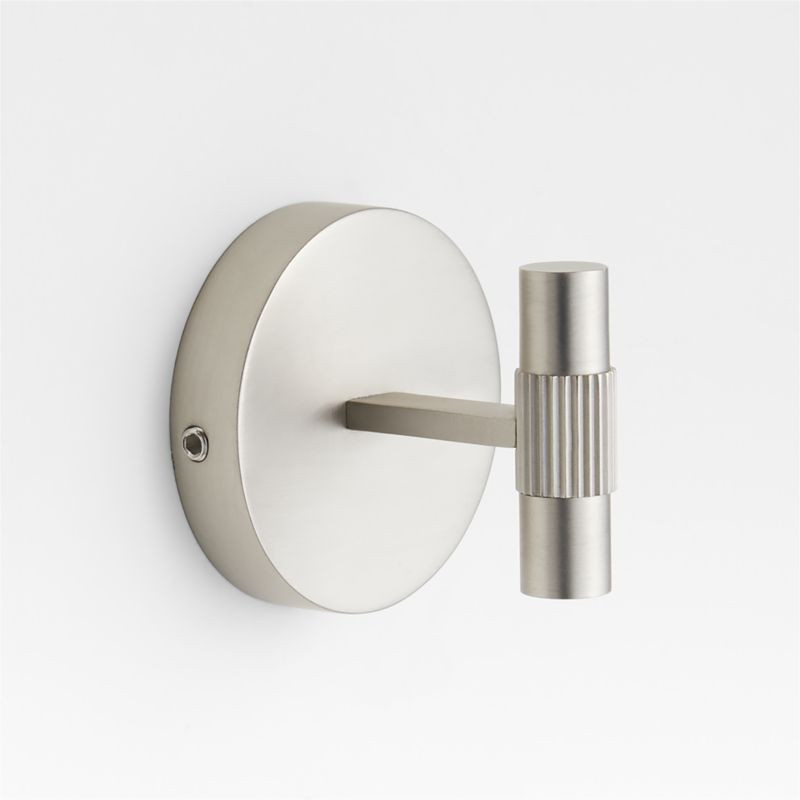 Modern Fluted Brushed Nickel Bathroom Towel Hook + Reviews | Crate & Barrel | Crate & Barrel