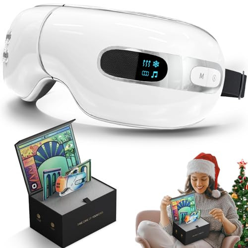 Huhubol Eye Massager with Heat and Cooling, Music Heated Eye Massager for Relax Eye Strain Dry Eye Eye Bags Dark Circles and Puffiness, Eye Mask Massager Improve Sleeping - Christmas Gift | Amazon (US)