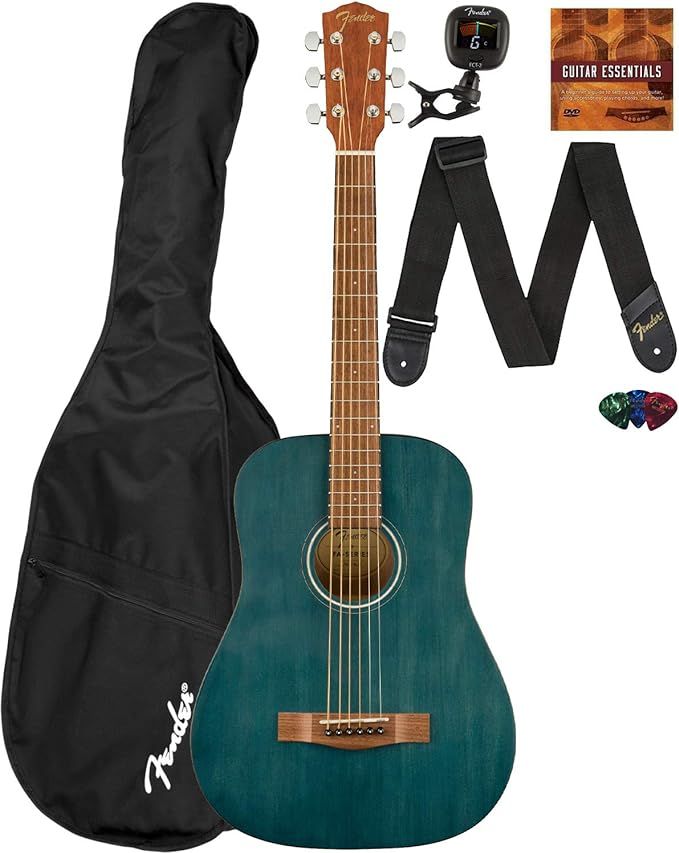 Fender FA-15 3/4-Scale Kids Steel String Acoustic Guitar - Blue Learn-to-Play Bundle with Gig Bag... | Amazon (US)