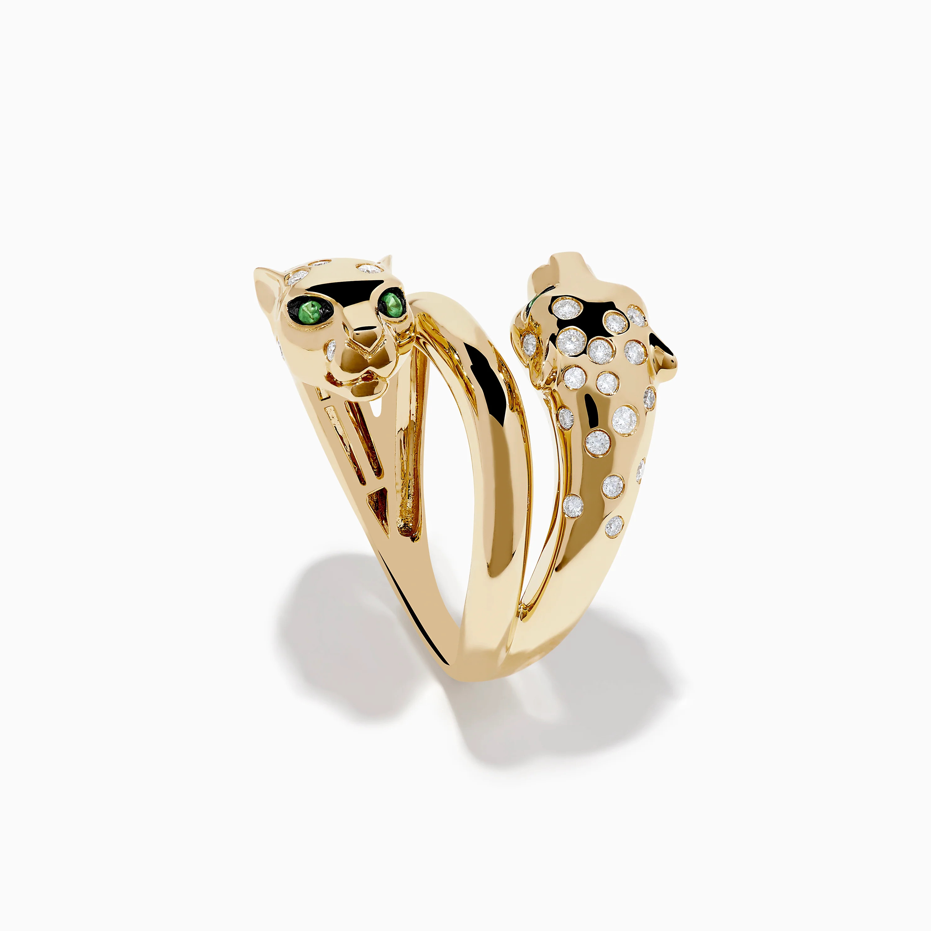 Signature 14K Yellow Gold Diamond and Tsavorite Panther Wrap Ring | Effy Jewelry