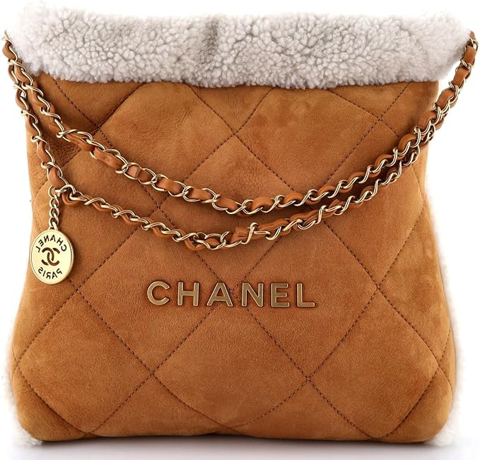 Amazon.com: Chanel, Pre-Loved 22 Chain Hobo Quilted Suede and Shearling Small, Brown : Luxury Sto... | Amazon (US)