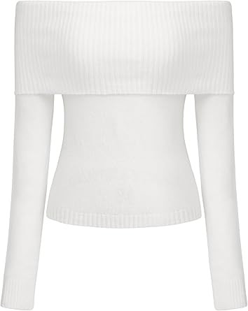 CIDER Women’s Off Shoulder Knitted Long Sleeve Tops Fall Pullover Sweater | Amazon (US)