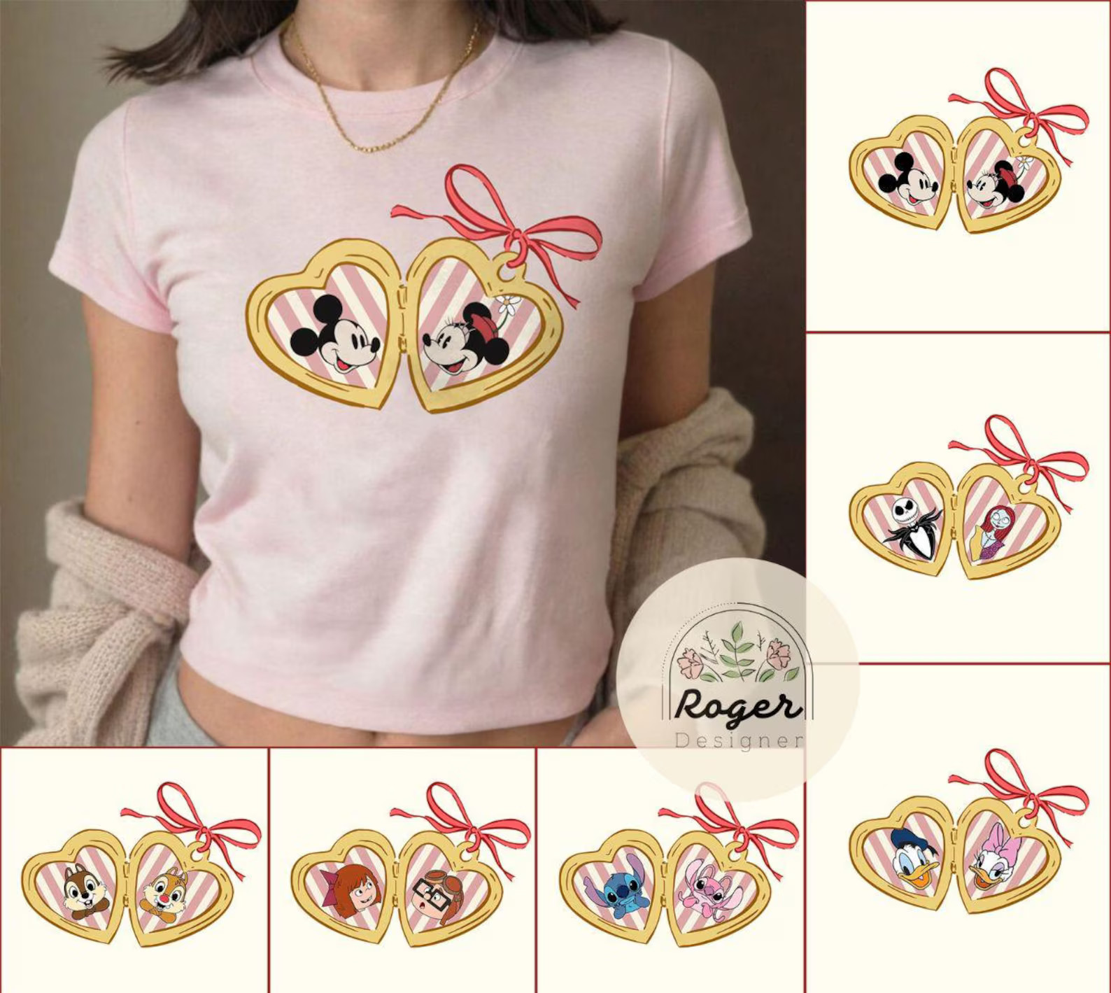 Coquette Bow Disney Locket Valentine Baby Tee, Mickey Minnie Disney Couple WDW Disneyland Sweethe... | Etsy (US)