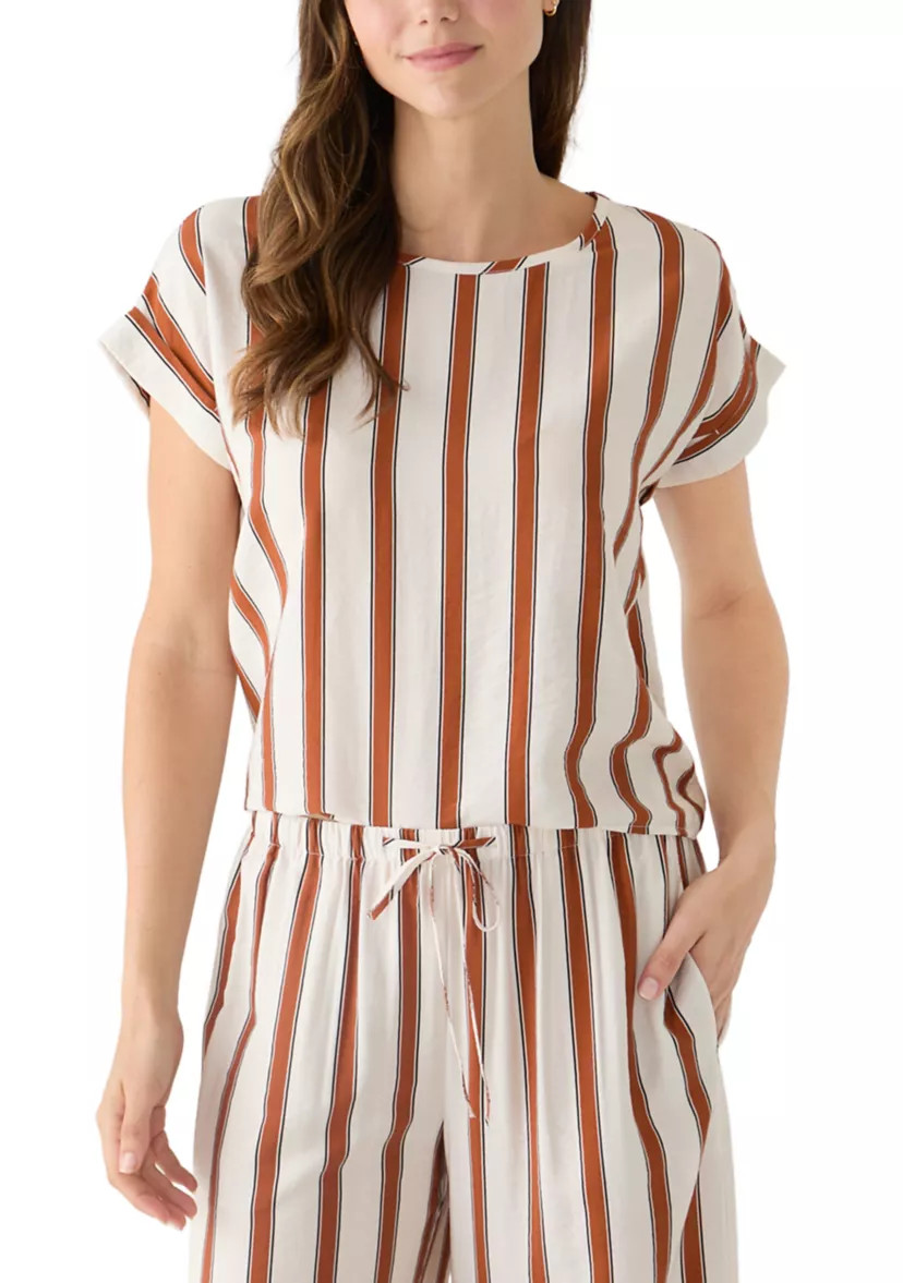 Women's Roll Sleeve Crew Neck Printed Blouse | Belk