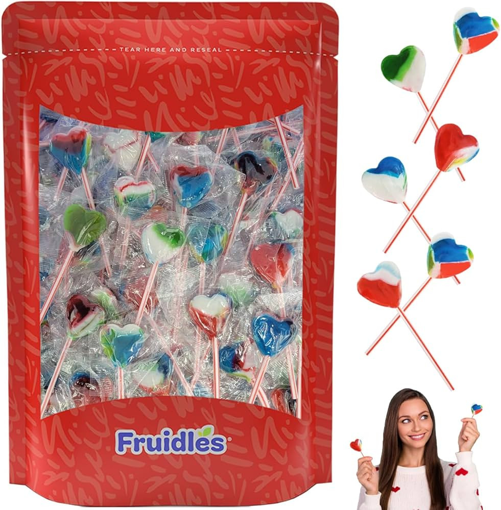 Valentines Day Lollipop, Colored Heart Shaped Lollipops, Individually Wrapped, 50 Count (Half-Pou... | Amazon (US)