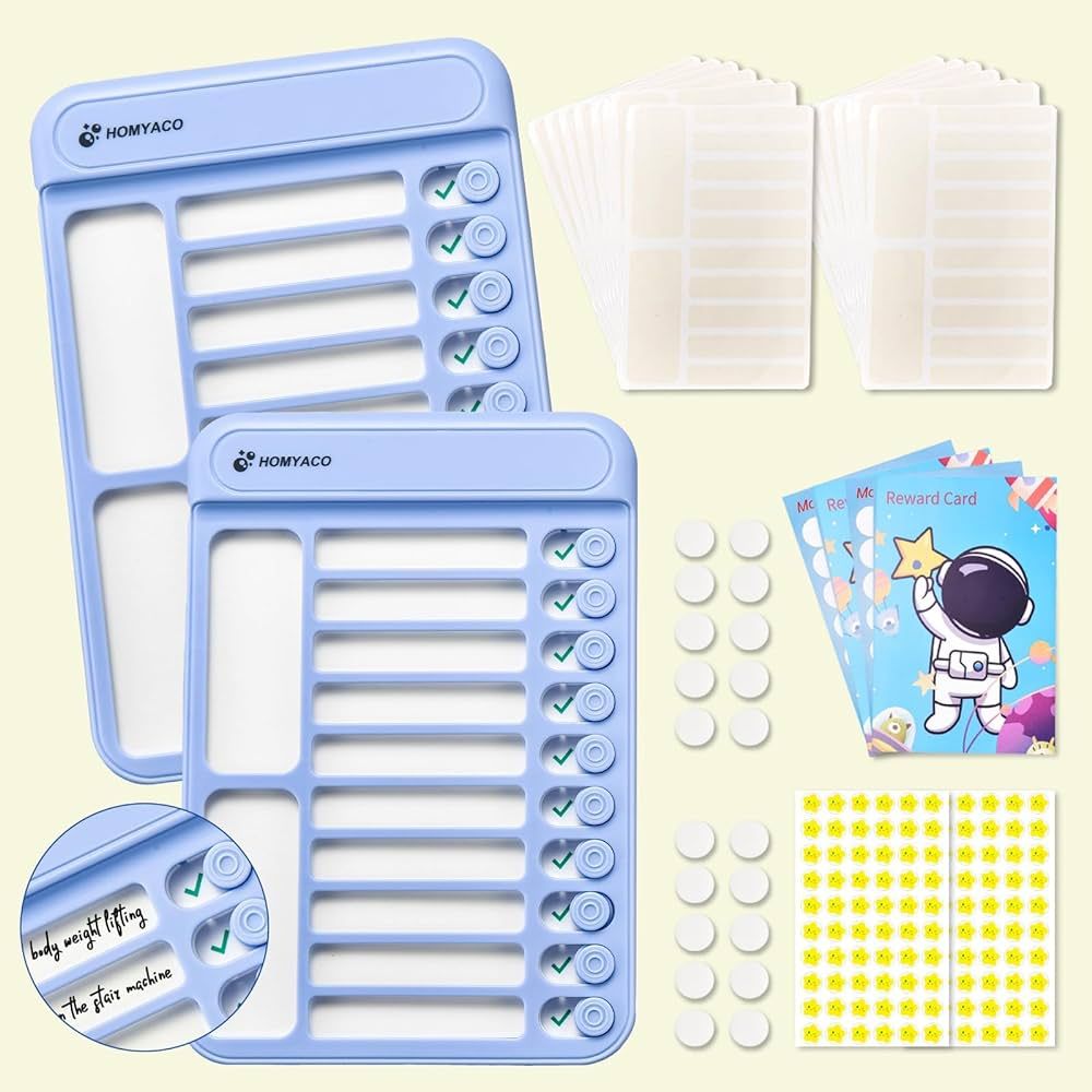 Homyaco 2 Pack Magnetic Dry Erase Chore Chart for Kids Multiple Kids, Habit Tracker, Checklist Bo... | Amazon (US)