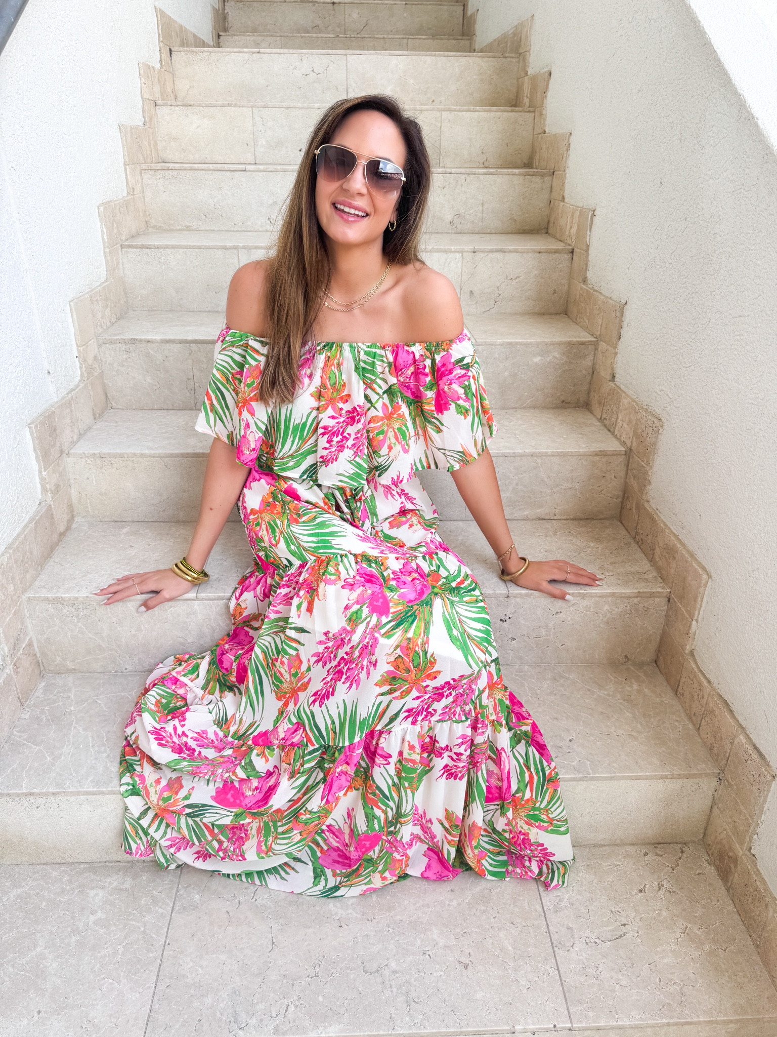 Off the shoulder floral dress from Baltic Born. The perfect vacation dress! Use code NICKIEH15 to save 15% 

#LTKTravel #LTKFindsUnder100 #LTKStyleTip