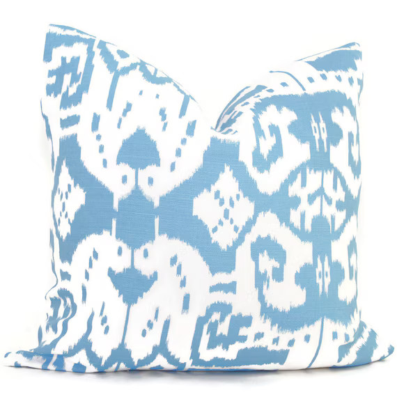 Quadrille Light Blue Island Ikat Pillow Cover 18x18 20x20  - Etsy | Etsy (US)