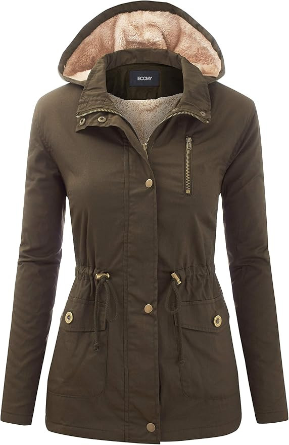 FASHION BOOMY Women's Zip Up Safari Military Anorak Jacket with Hood Drawstring - Regular and Plu... | Amazon (US)