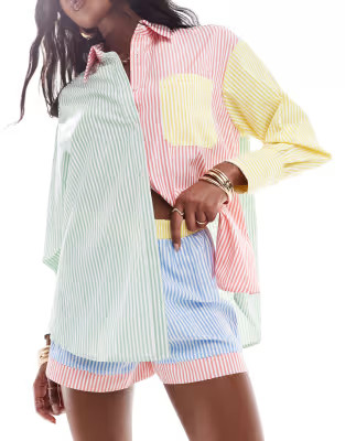 Extro & Vert patchwork short co-ord in pastel stripe | ASOS (Global)