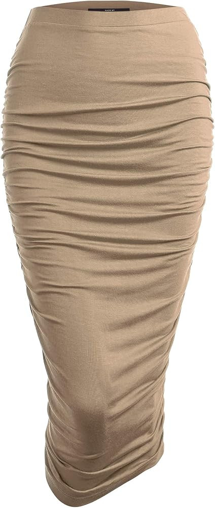 Made By Johnny Women's Slim fit Bodycon Party Club Night Out Elegant Ruched High Waist Long Penci... | Amazon (US)