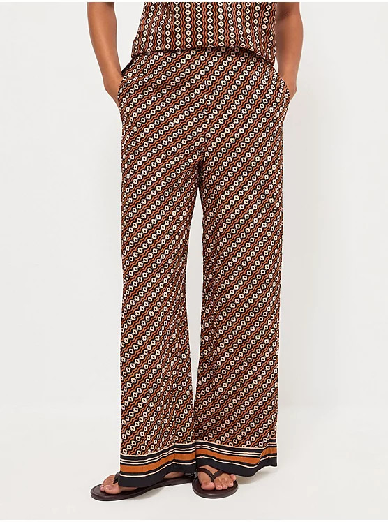 Rust Geometric Print Wide Leg Co Ord Trousers | George