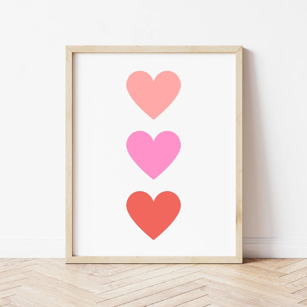Hearts Print Valentines Day Print Boho Valentines Day - Etsy | Etsy (US)