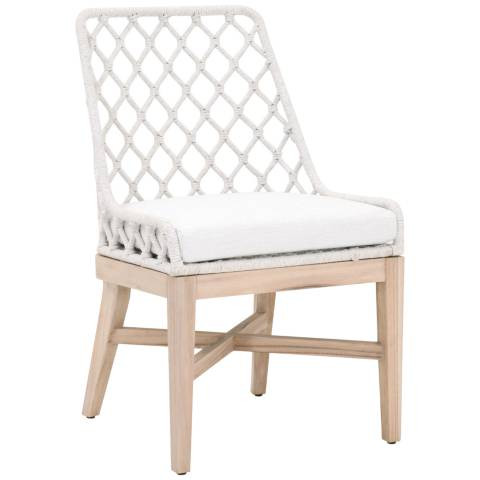 Lattis White Speckle Woven Outdoor Dining Chair | Lamps Plus