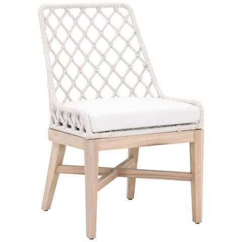 Lattis White Speckle Woven Outdoor Dining Chair | Lamps Plus