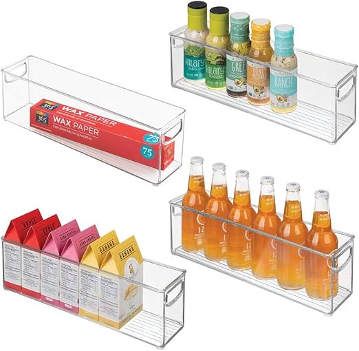 mDesign Plastic Stackable Kitchen Pantry Cabinet, Refrigerator or Freezer Food Storage Bins with ... | Amazon (US)