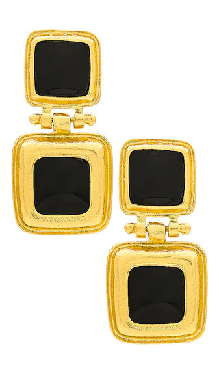 Art Deco Earrings in Black & Gold | Revolve Clothing (Global)