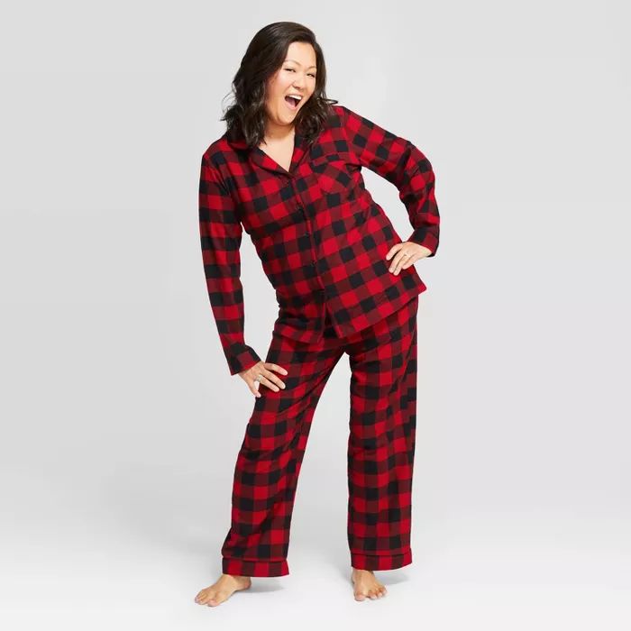 Women's Holiday Buffalo Check Flannel Matching Family Pajama Set - Wondershop™ Red | Target