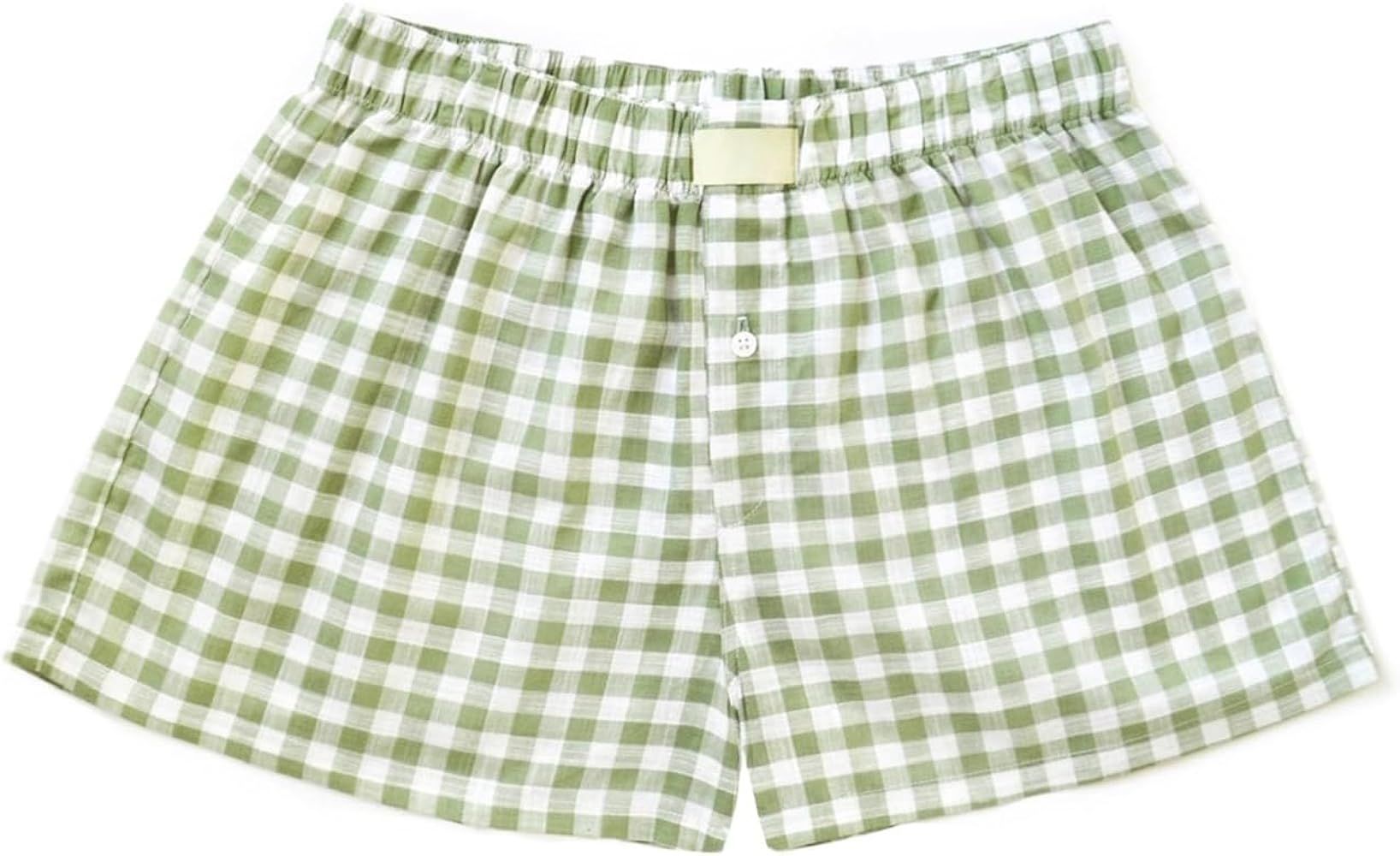 Y2k Plaid Shorts for Women Casual Elastic Waist Aesthetic Lounge Bottom Baggy Pajama Shorts Boxer... | Amazon (US)