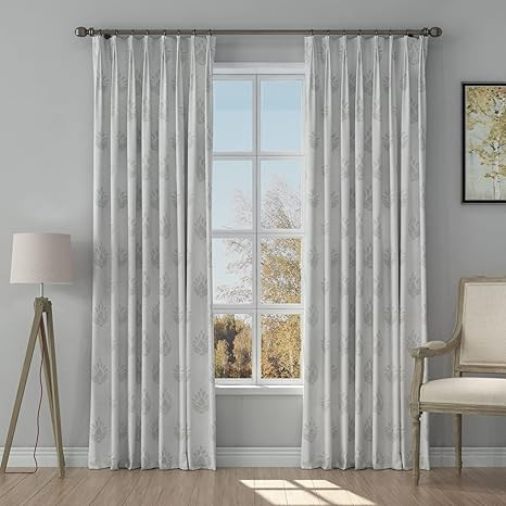 TWOPAGES Stefana Silber x French Pleat Drapery, Symmetrical Print Large Block Fog Print Linen Cur... | Amazon (US)