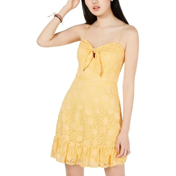 City Studio Womens Juniors Lace Overlay Ruffled Mini Dress | Walmart (US)