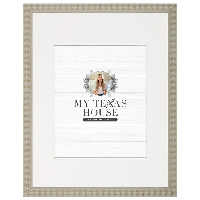 My Texas House Modern Farmhouse Gray Beaded 11x14 Tabletop Picture Frame with White Mat for 8x10 ... | Walmart (US)