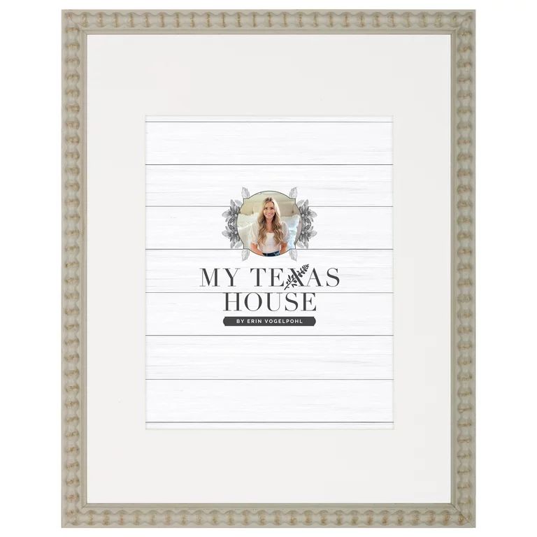 My Texas House Modern Farmhouse Gray Beaded 11x14 Tabletop Picture Frame with White Mat for 8x10 ... | Walmart (US)