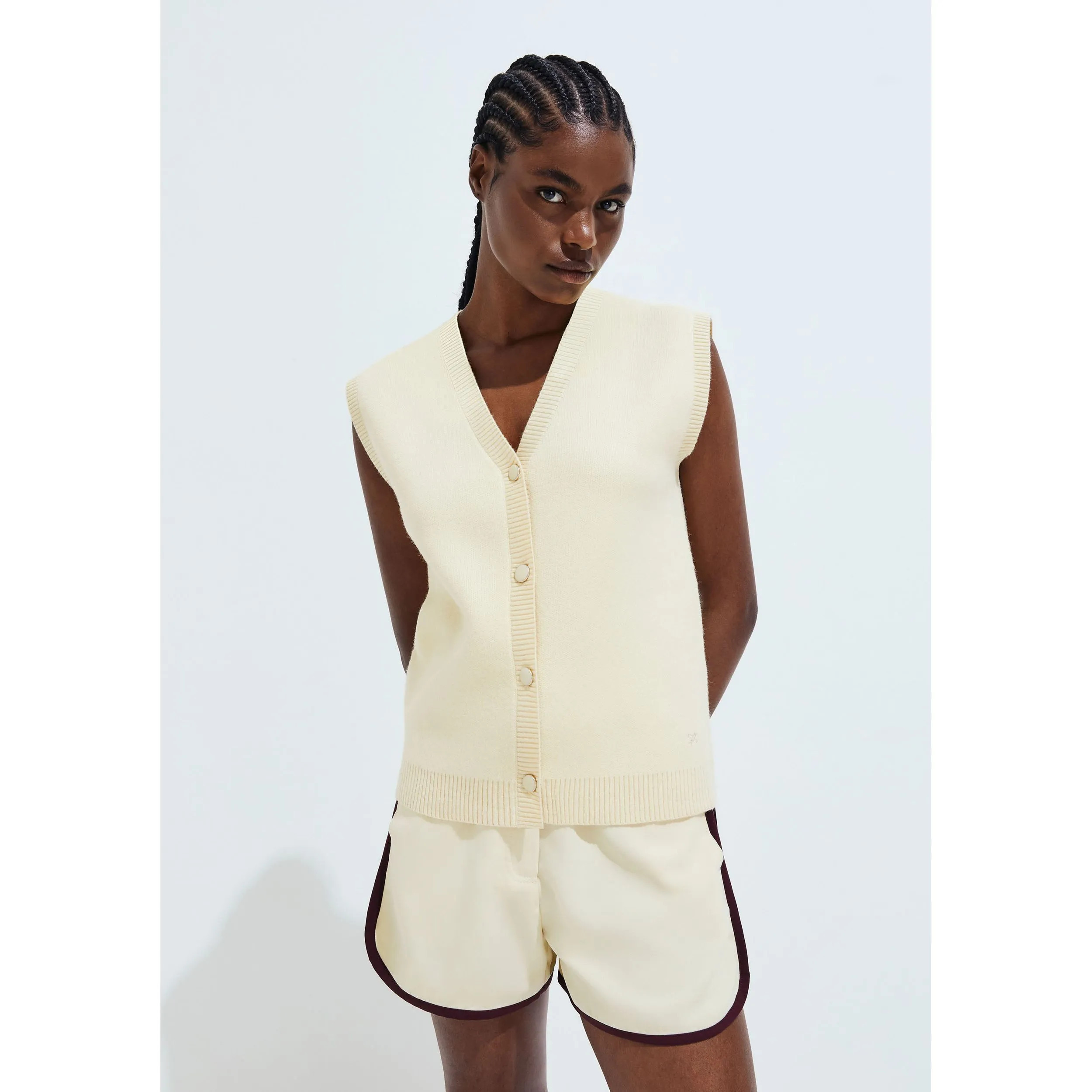 Colete Feminino Decote V Em Tricô - Amarelo | Hering (BR)