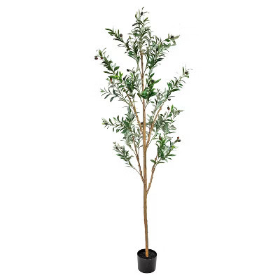 Sunnydaze Artificial Olive Tree Tall Faux Silk Plant for Indoor Spaces in Black Planter Base - 6 ft | Target