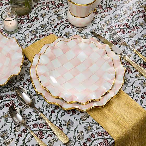 Rosy Check Ceramic Fluted Dinner Plate | MacKenzie-Childs