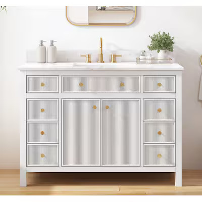 allen + roth Sandbanks 48-in White Undermount Single Sink Bathroom Vanity with White Engineered S... | Lowe's