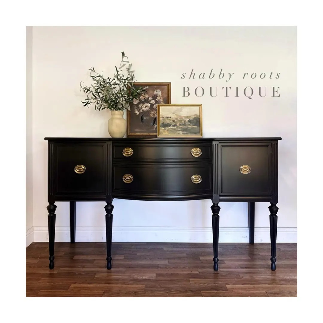 Antique Black Buffet Sideboard Cabinet Credenza tall legs entry way console Dark Moody San Franci... | Etsy (US)