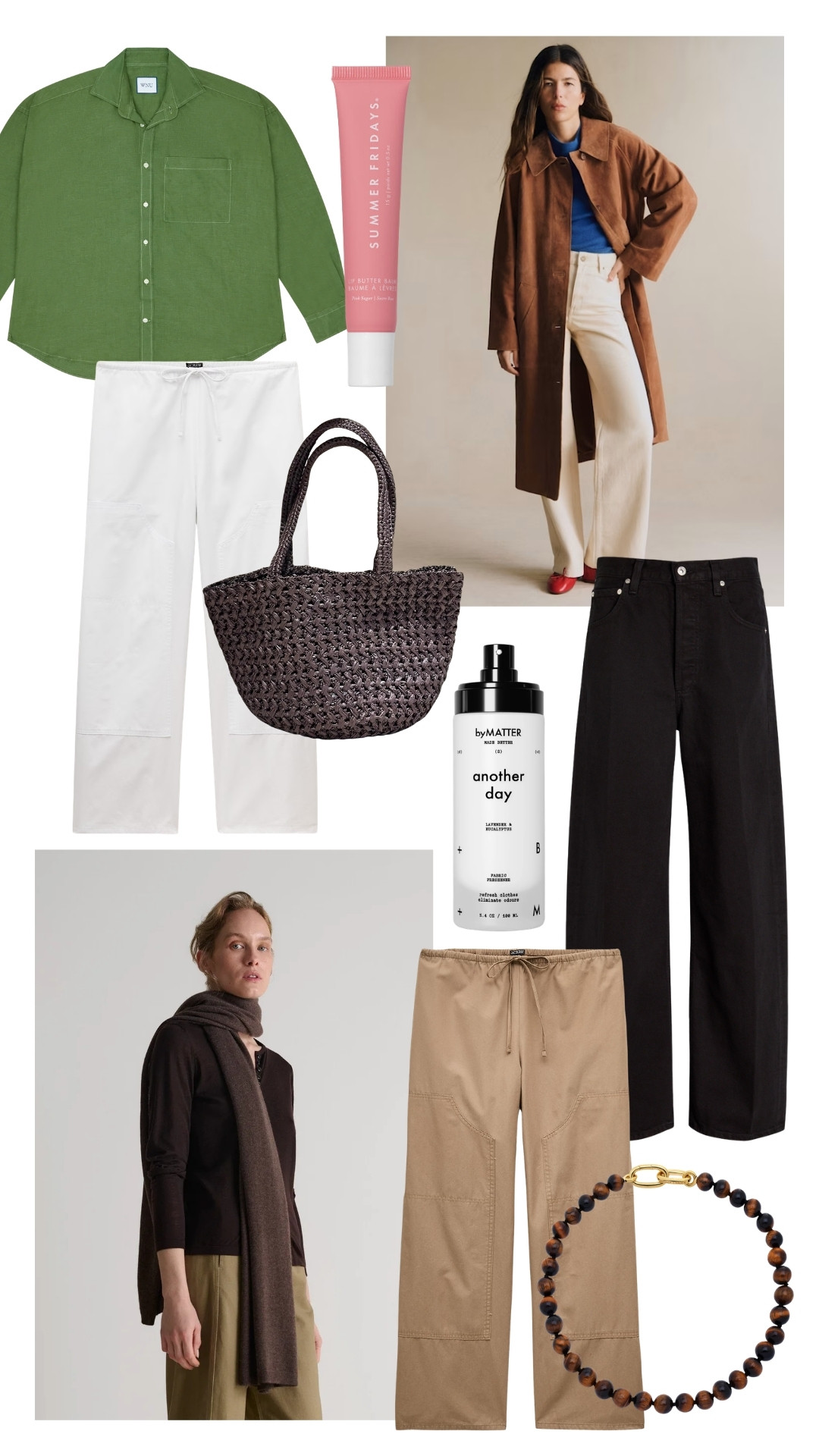 Your most loved. Spring trousers - anything but jeans! Linen pieces, pops of green and shades of brown and tan. Some suede and raffia textures, beaded necklaces and wrap scarves for holiday evenings 

 #LTKspring #LTKstyletip