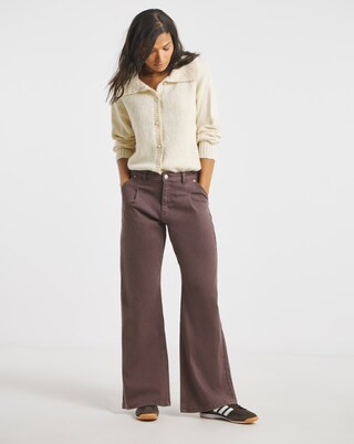 Simply Be Chocolate Pleat Wide Leg Jeans | Simply Be | Simply Be (UK)