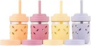 Elk and Friends Kids & Toddler Cups | The Original Glass Mason jars 8 oz with Silicone Sleeves & ... | Amazon (US)