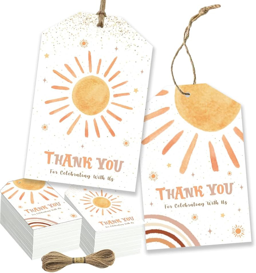 First Trip Around The Sun Birthday Decoration-50pcs Boho Sun Thank You Tags,1st Trip Around The S... | Amazon (US)