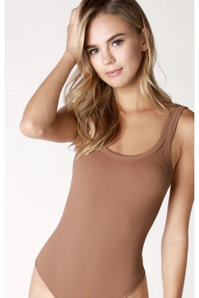 Casey Ribbed Bodysuit in Cognac $28 | Indigo Closet 