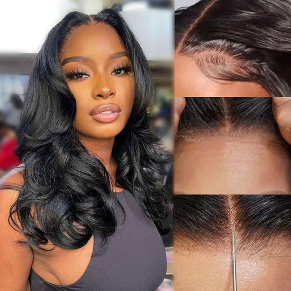 Glueless Wigs Pre Plucked Pre Cut 4x4 HD Lace Front Body Wave Wigs Human Hair Pre Bleached Small ... | Amazon (US)