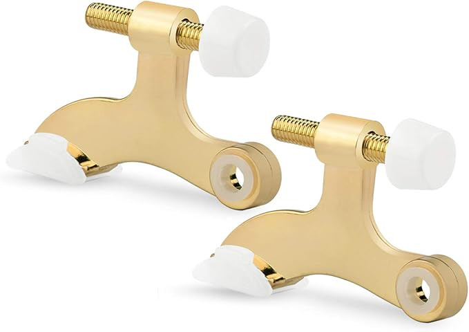 2 Pack Hinge Pin Door Stopper Bright Brass - Adjustable Heavy Duty Gold Hinge Pin Door Stop with ... | Amazon (US)