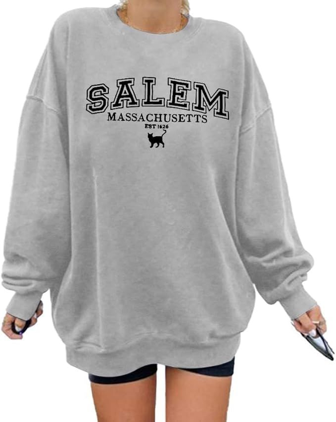 KIMSOONG Halloween Sweatshirts for Women Salem Massachusetts Shirt Fall Oversized Crewneck Sweats... | Amazon (US)