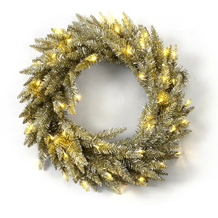 Faux Lighted Tinsel 24'' Wreath | Wayfair North America