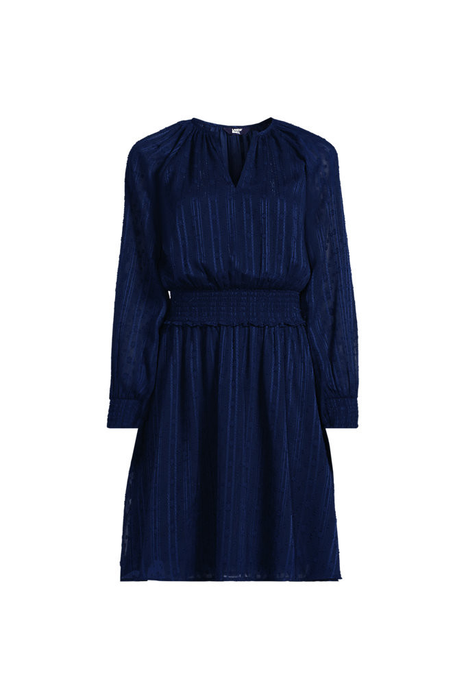 Women's Chiffon Clip Dot Dress - Lands' End - Blue - S | Lands' End (US)