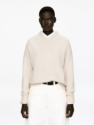 V-Neck Wool Jumper – White – Women – ARKET GB | Arket UK