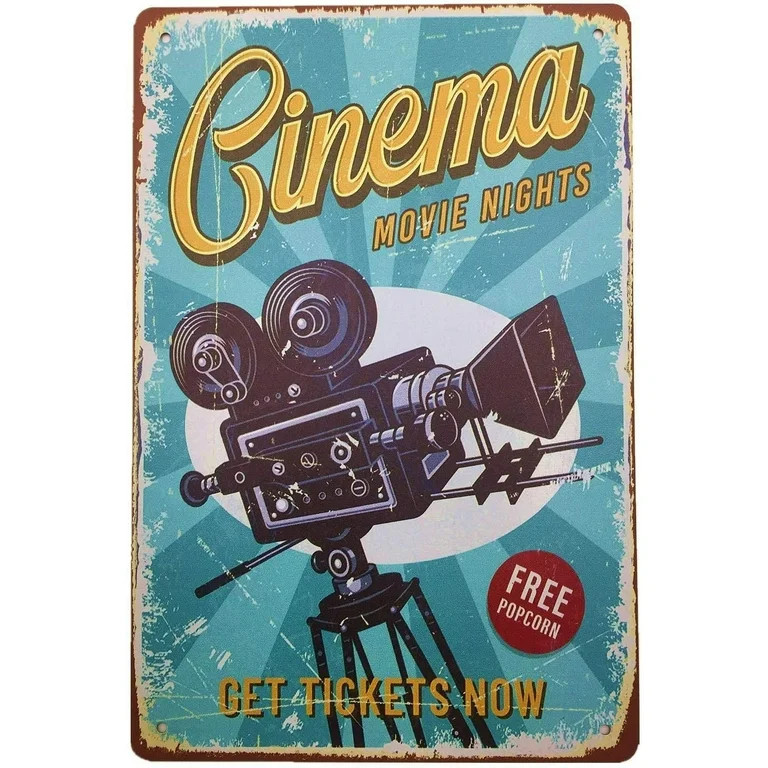 Cinema Movie Nights Poster Vintage Home decor Tin Sign Retro Metal Bar Pub Poster 8 x 12 Get Tick... | Walmart (US)