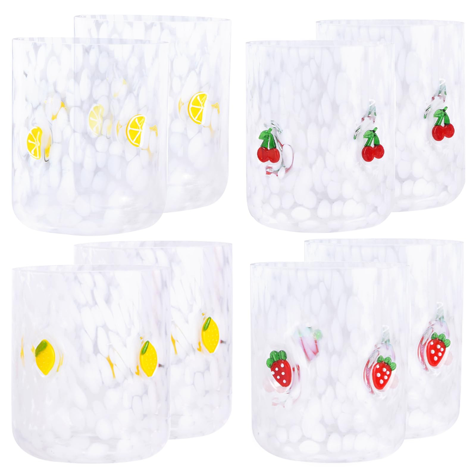 8 PCS 14 Ounce Icon Juice Glasses,Anthropology Glass Cups,Juice Drinking Cups,Four Patterns,Stron... | Amazon (US)