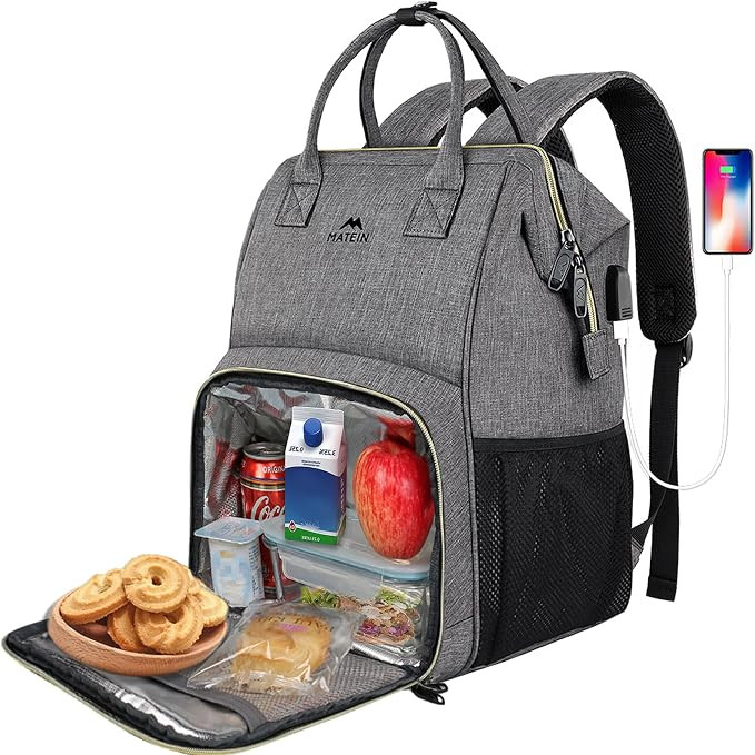 Lunch Backpack, Insulated Cooler Backpack Lunch Box Laptop Backpack with USB Port for Women Men,W... | Amazon (US)