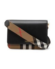 Made In Italy Leather And Canvas Mackford House Check Shoulder Bag | TJ Maxx