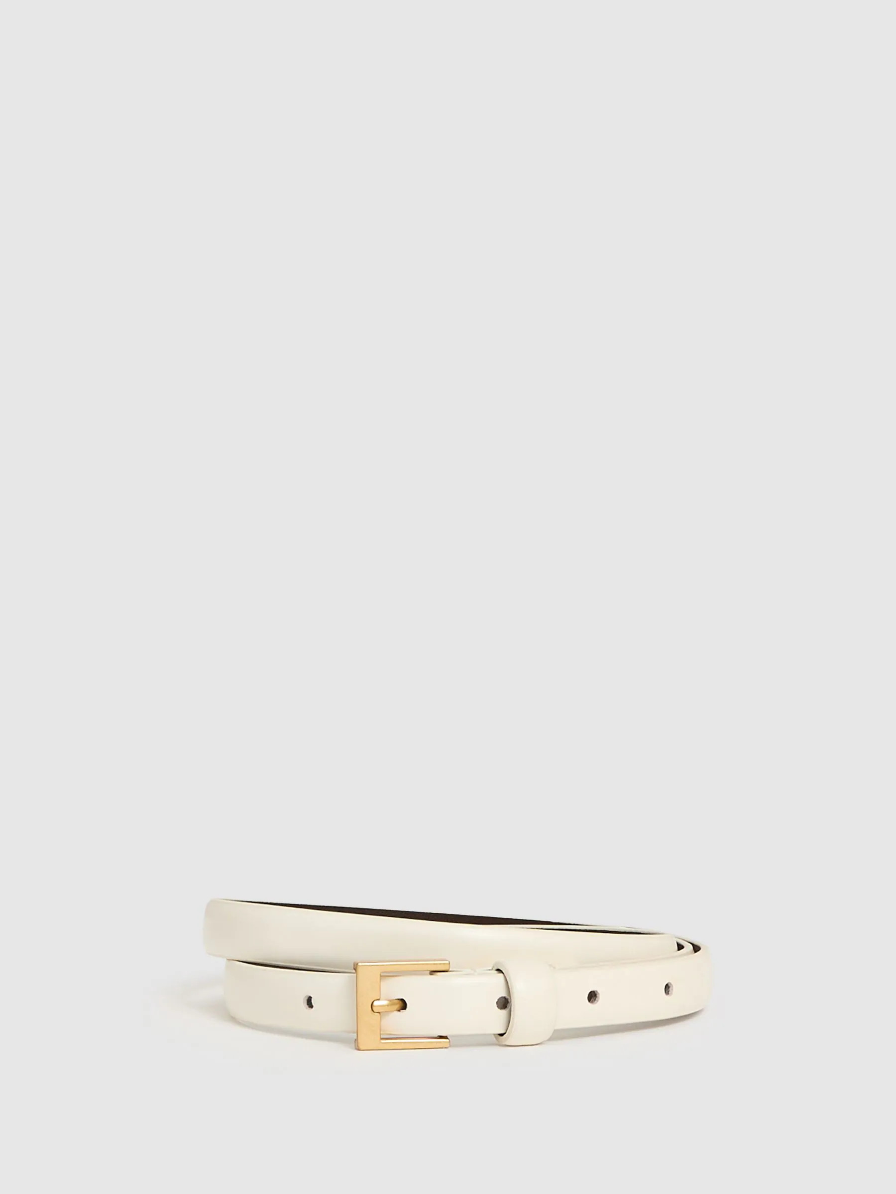 Reiss Reiss Off White Holly Thin Leather Belt | Next US