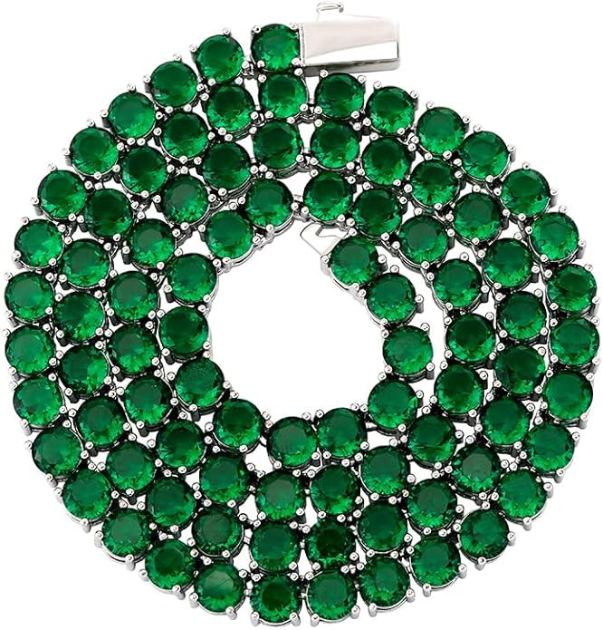 5MM Colorful Baguette Tennis Necklace Chains 14K Gold Silver 5A+ Cubic Zirconia Tennis Diamond Ba... | Amazon (US)